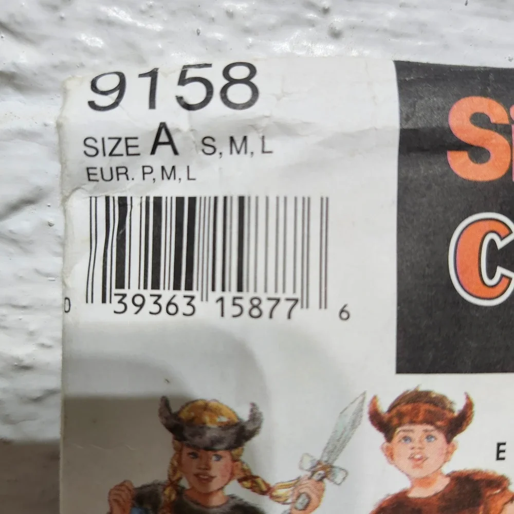 Simplicity 9158 & 9157 Halloween Costume Sewing Pattern Viking Caveman‎ Size A
